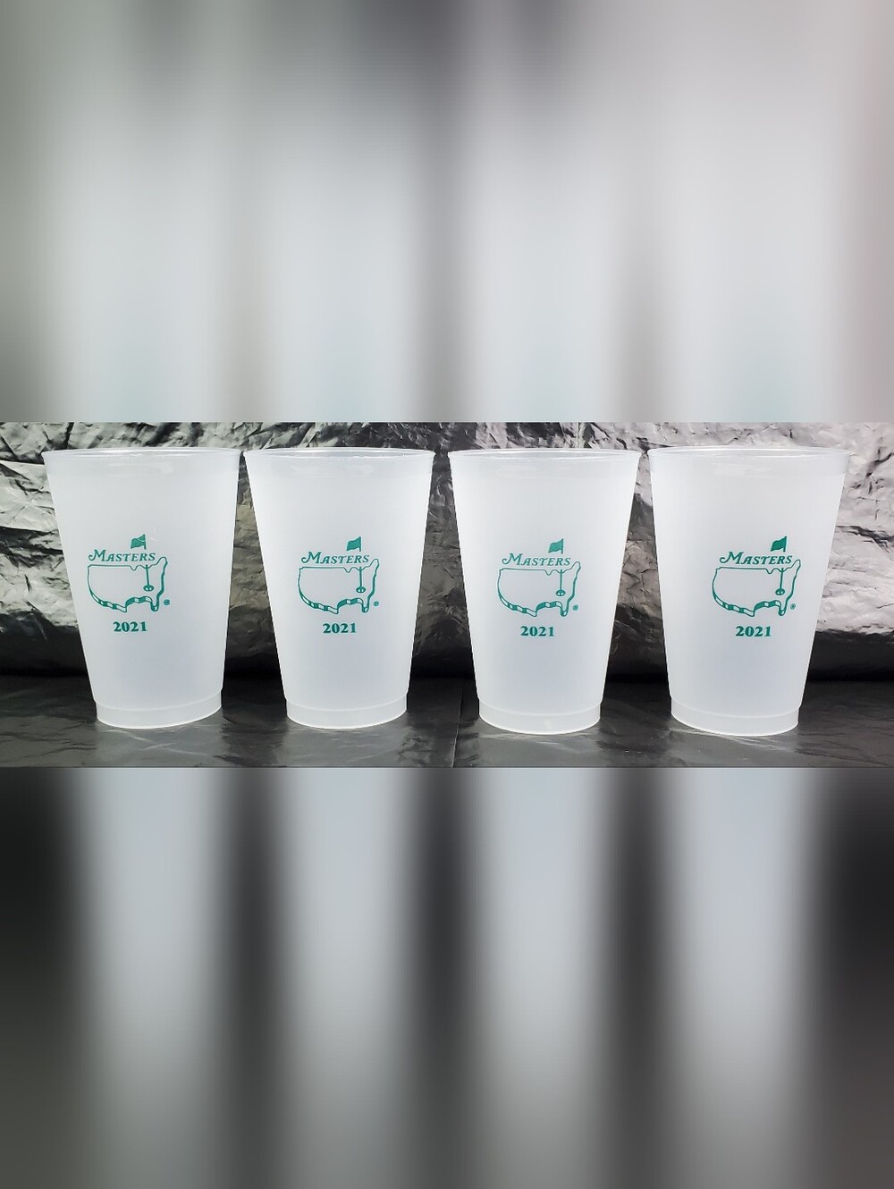 The Masters 2021 Augusta National Frosted Plastic Souvenir Cups - Set of 4 - EUC